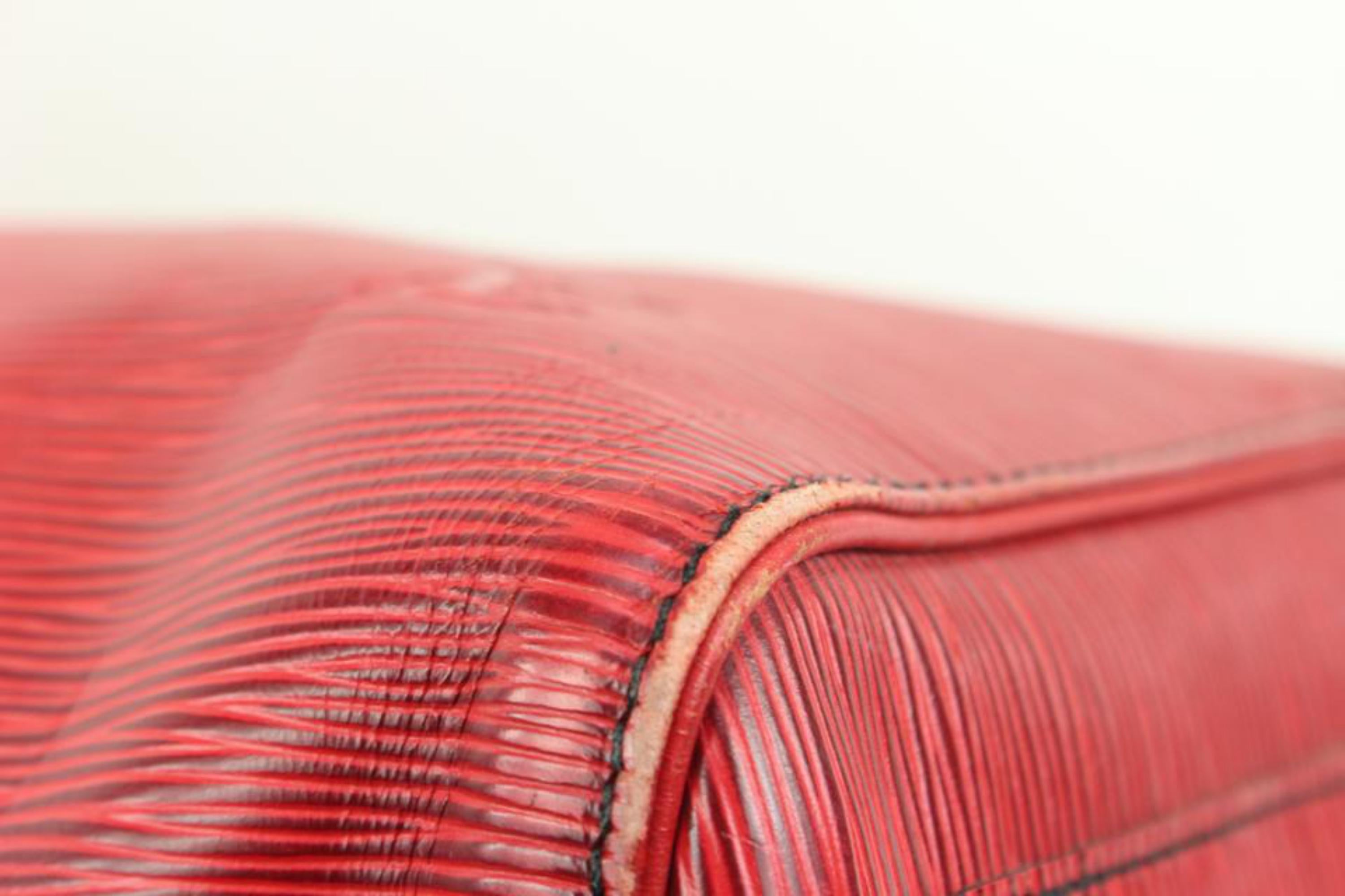 Louis Vuitton Rot Epi Leder Keepall 50 Duffle Bag 89lk328s im Angebot 7