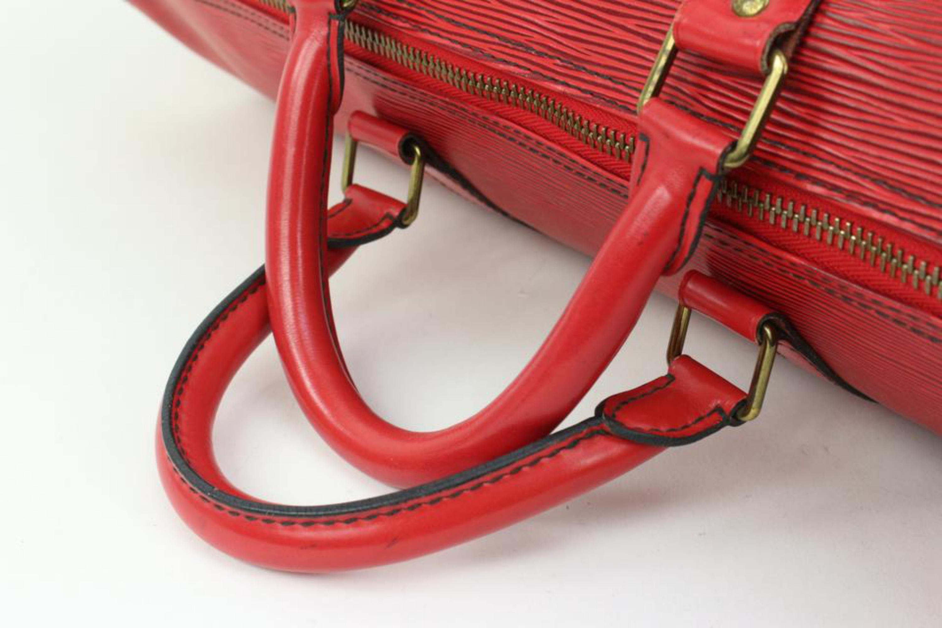 Louis Vuitton Rot Epi Leder Keepall 50 Duffle Bag 89lk328s im Angebot 2