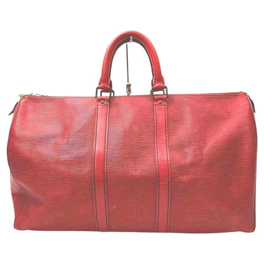 Louis Vuitton Red Epi Leather Keepall 50 Duffle Bag 89lk328s For