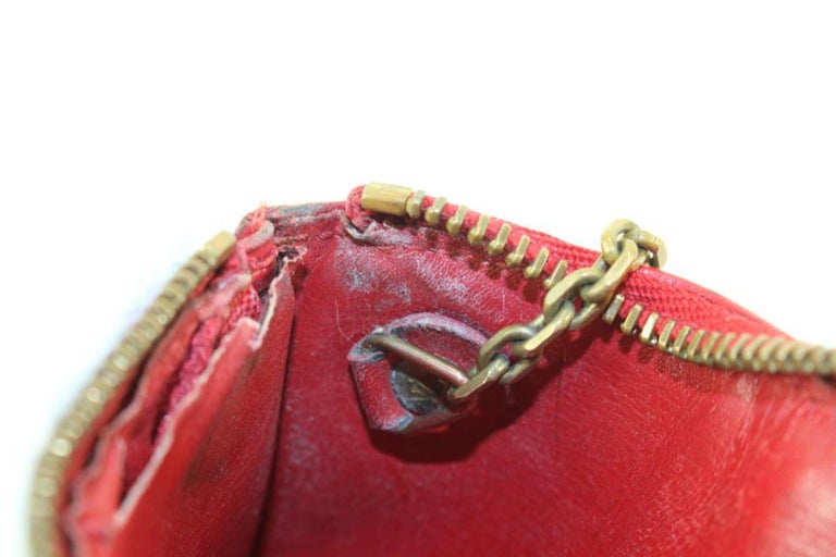 Louis Vuitton Red EPI Leather Key Pouch Coin Purse Pochette Cles69lz718s