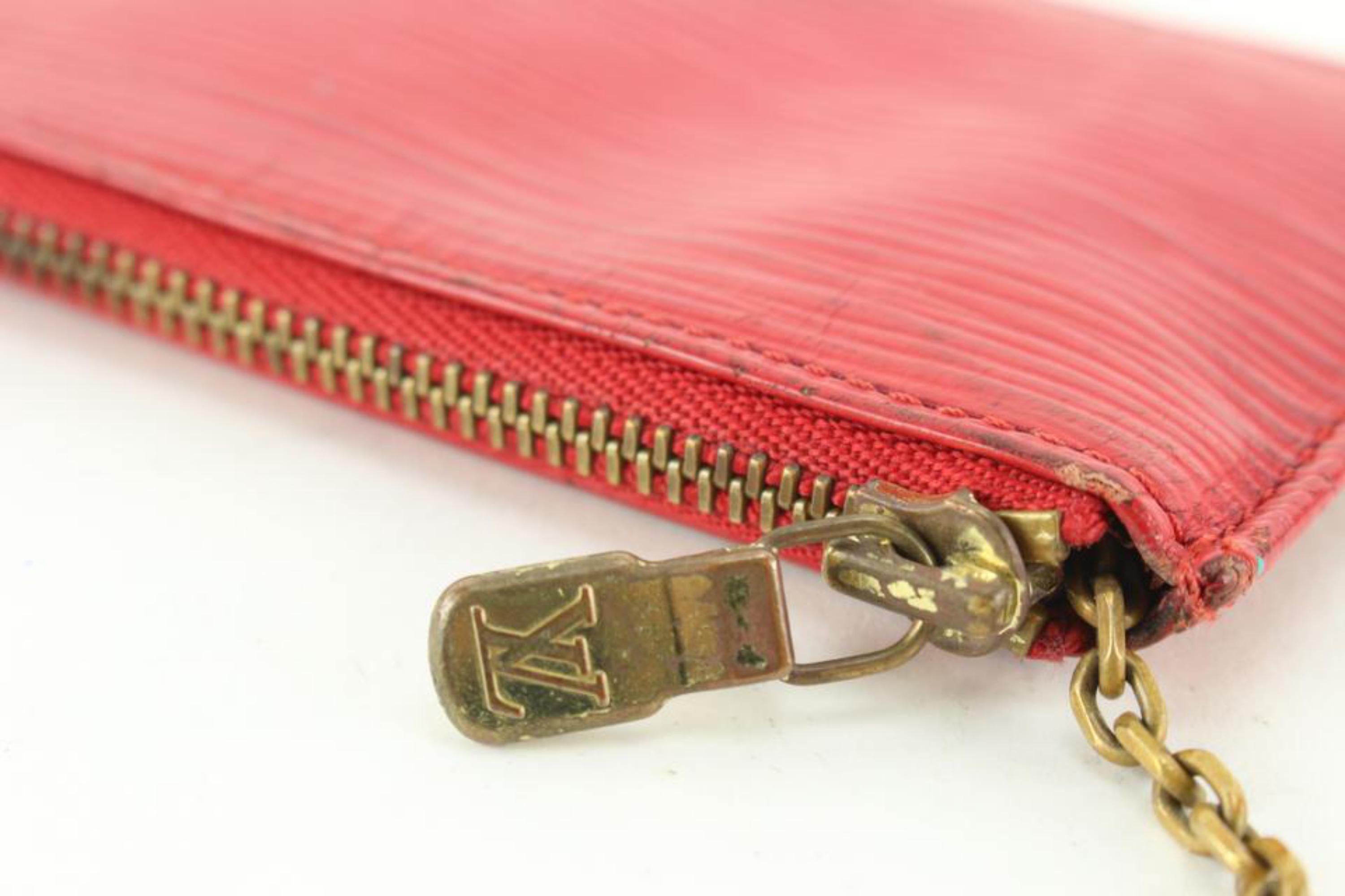 Louis Vuitton Red Epi Leather Key Pouch Coin Purse Pochette Cles69lz718s For Sale 2