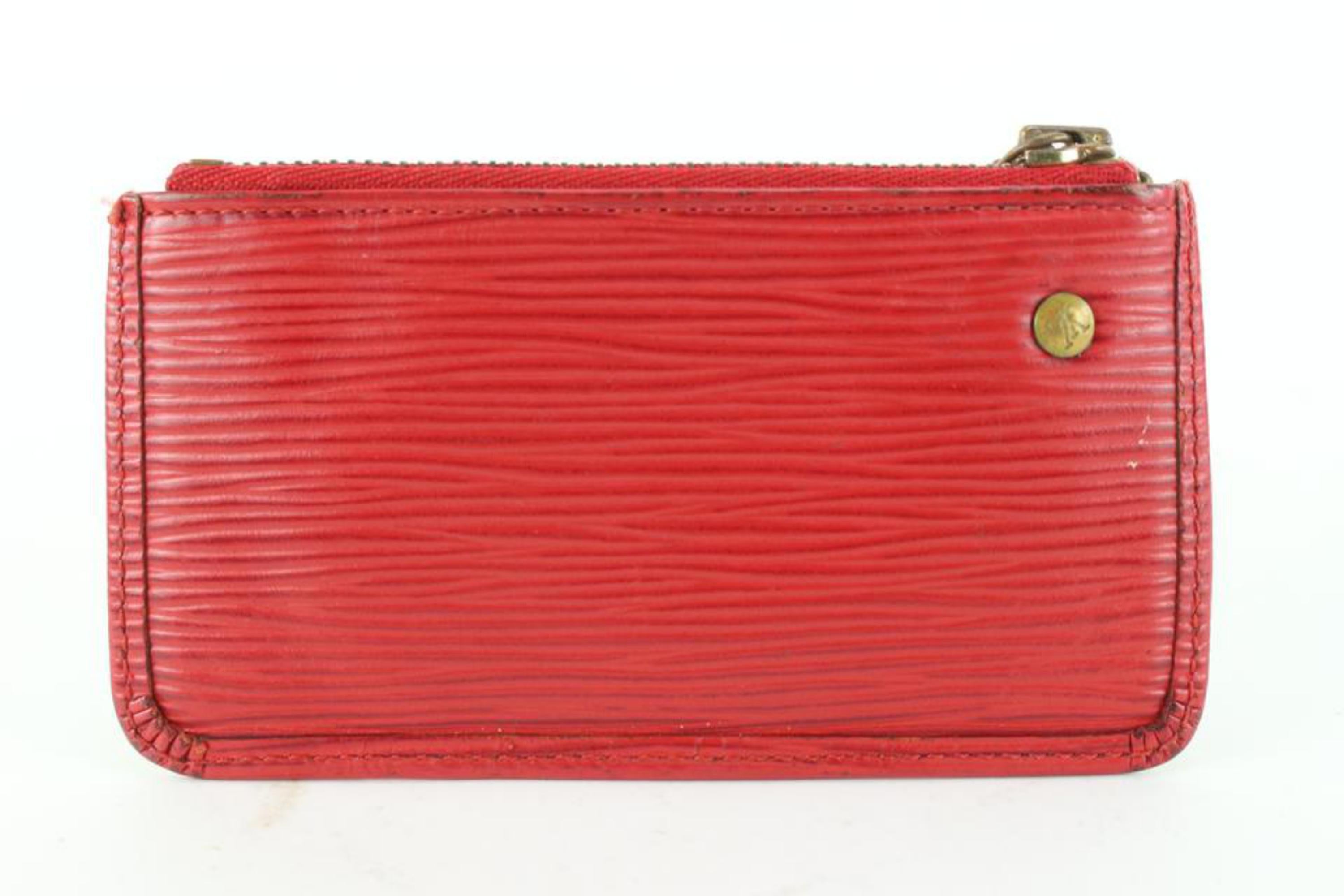 Louis Vuitton Red Epi Leather Key Pouch Coin Purse Pochette Cles69lz718s For Sale 3