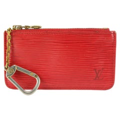Louis Vuitton Red Epi Leather Key Pouch Coin Purse Pochette Cles69lz718s