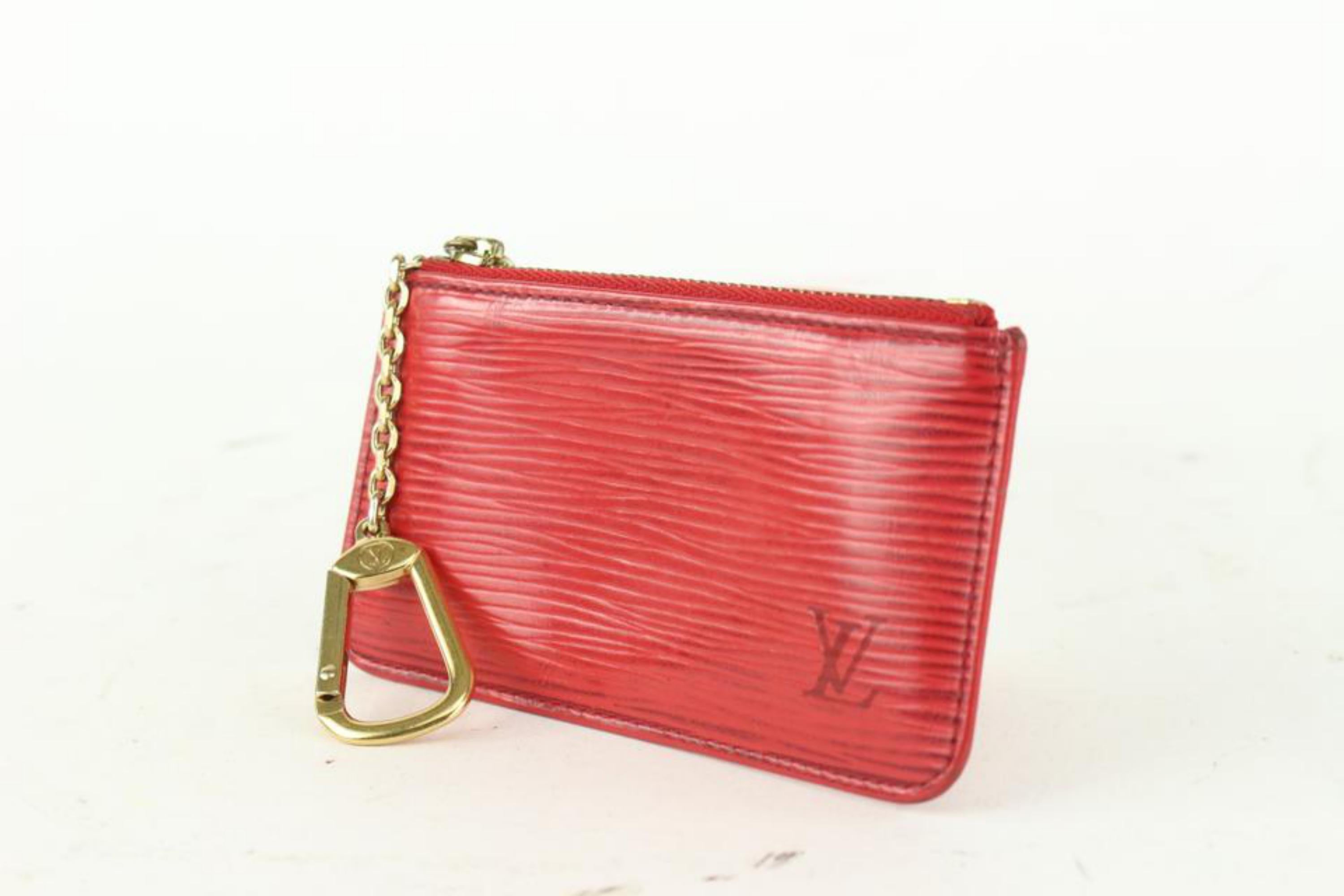 Louis Vuitton Red Epi Leather Key Pouch Pochette Cles 104lv33 For Sale 6