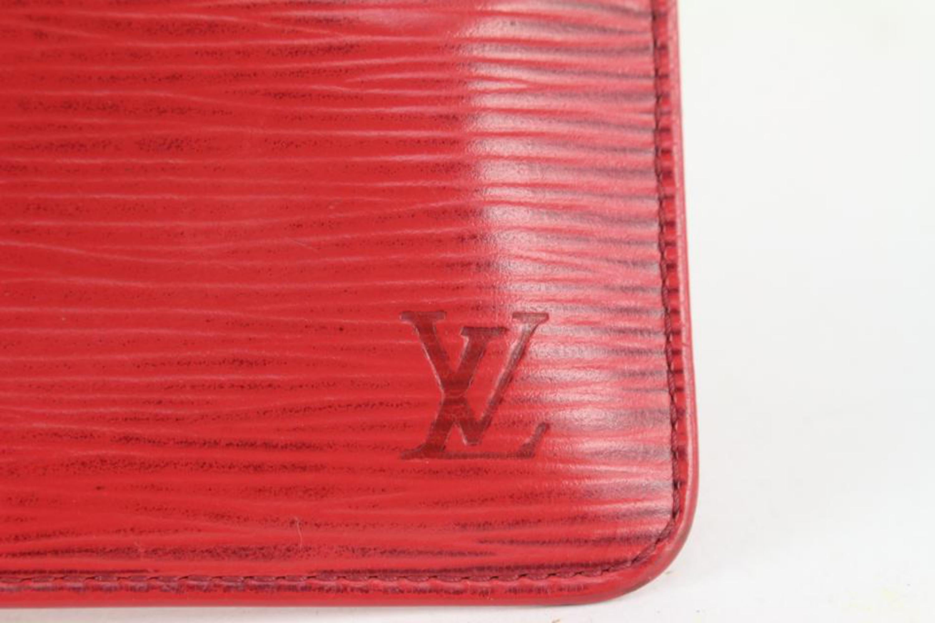 Women's Louis Vuitton Red Epi Leather Key Pouch Pochette Cles 104lv33 For Sale