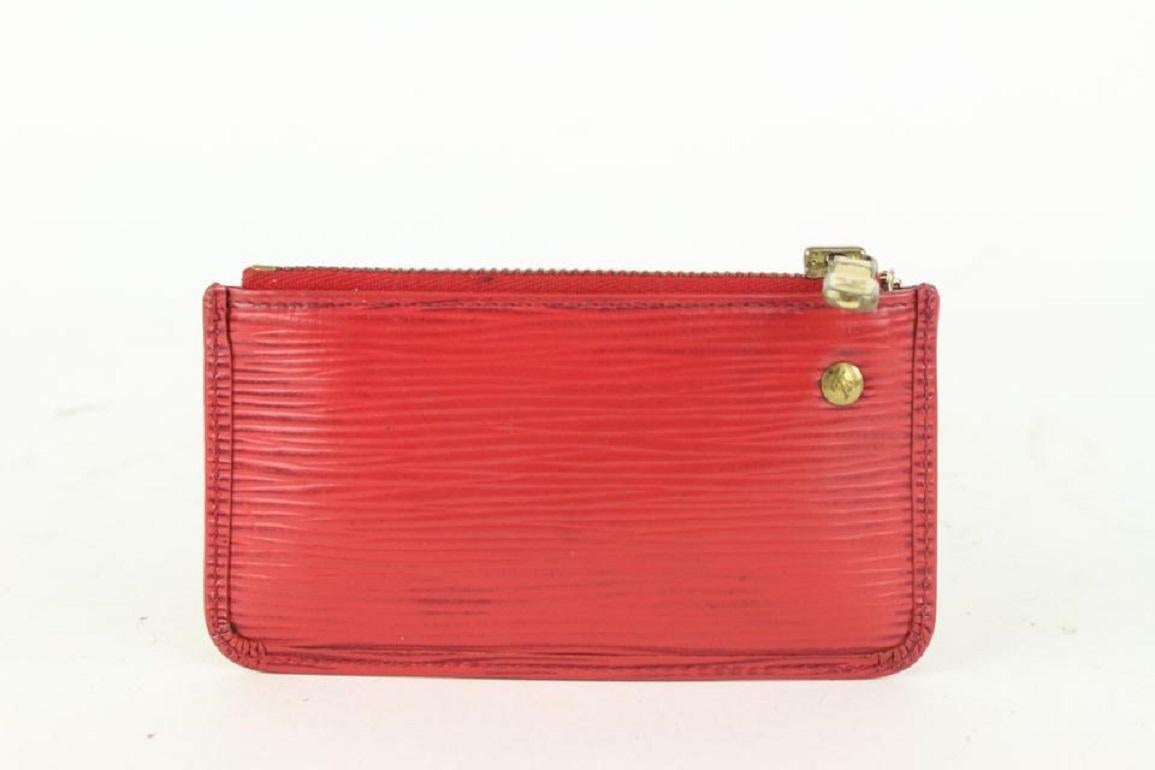 Women's Louis Vuitton Red Epi Leather Key Pouch Pochette Cles 104lv33 For Sale