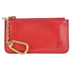 Louis Vuitton Red Epi Leather Key Pouch Pochette Cles 104lv33