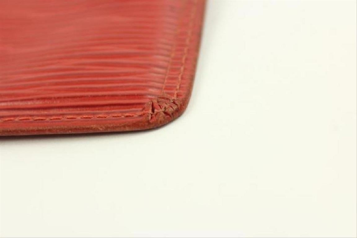 Louis Vuitton Rote Epi Leder Schlüsselanhänger Pochette Cles Münzgeldbörse mit Ring ELVLM im Zustand „Gut“ im Angebot in Dix hills, NY