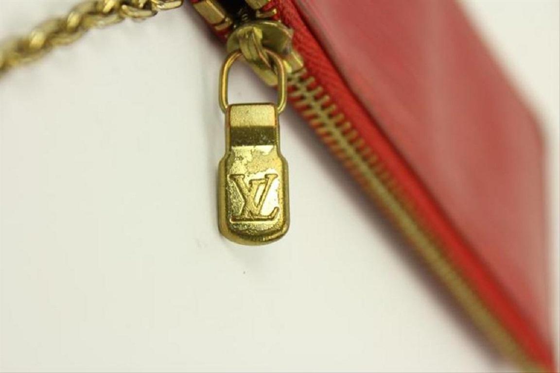 Louis Vuitton Rote Epi Leder Schlüsselanhänger Pochette Cles Münzgeldbörse mit Ring ELVLM im Angebot 4