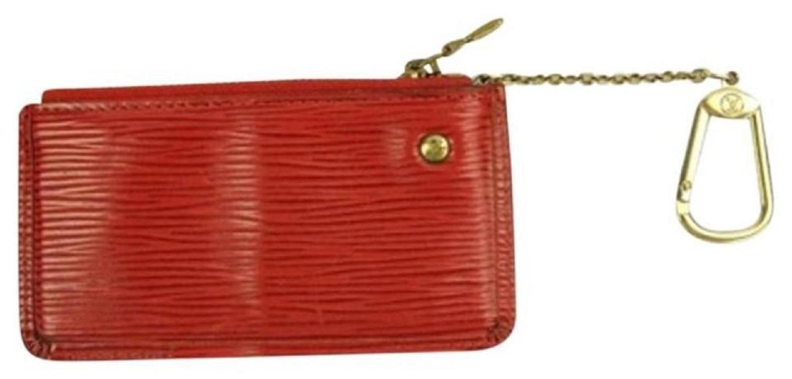 Louis Vuitton Pochette Cles Porte-monnaie en cuir épi rouge avec anneau ELVLM en vente 4