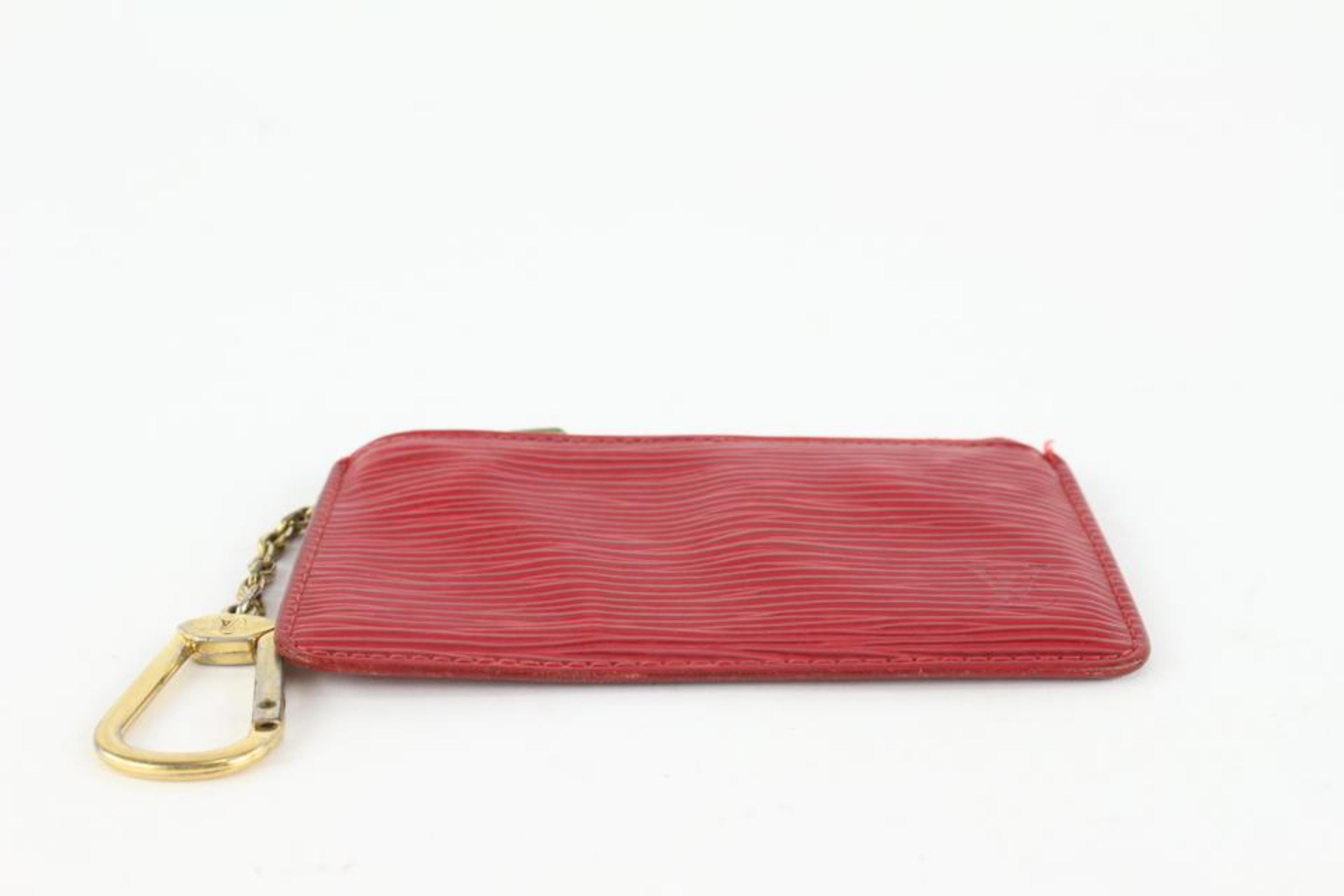 Women's Louis Vuitton Red Epi Leather Key Pouch Pochette Cles Keychain 113lv29 For Sale
