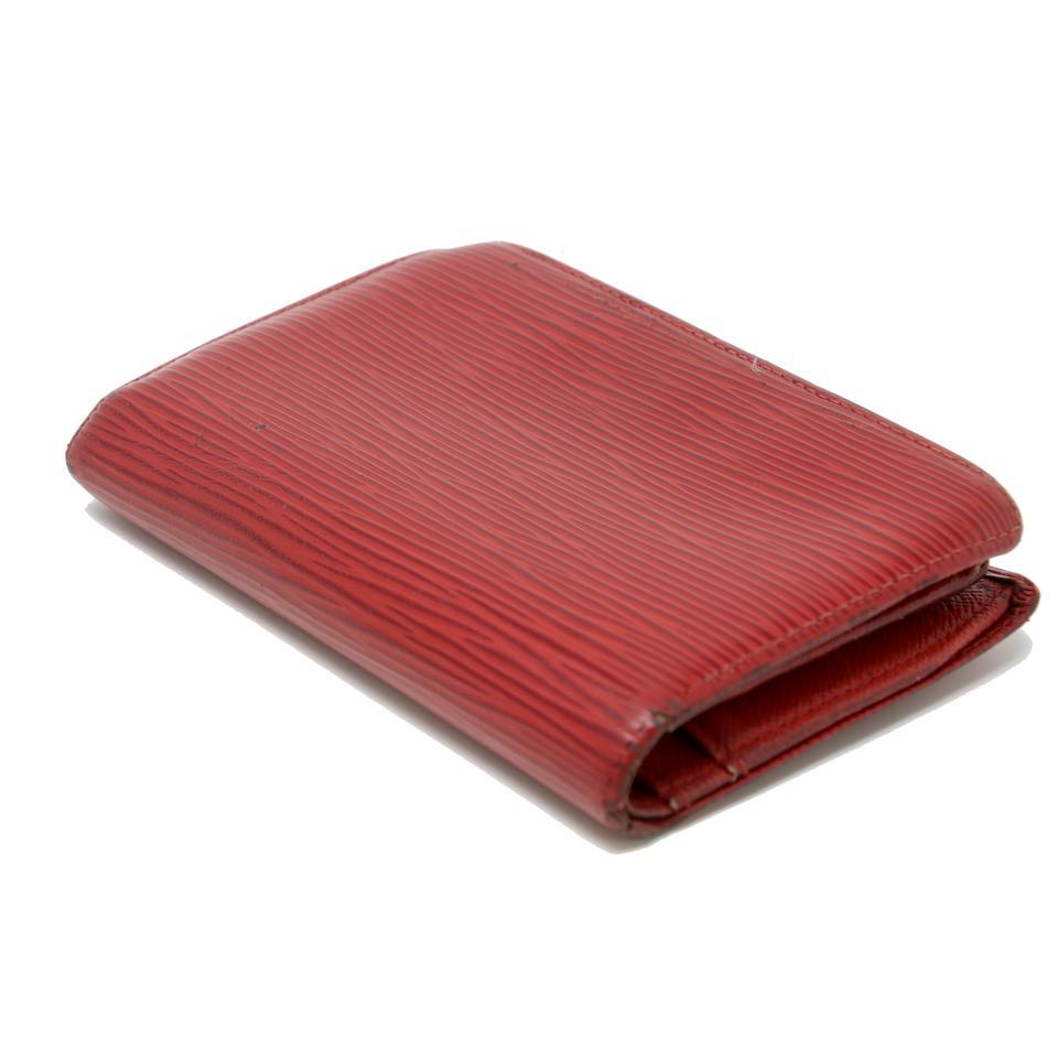 Louis Vuitton Rote EPI Leder Kisslock Snap Bi-Fold Geldbörse LV-W0930P-0391 mit Schnappverschluss Damen im Angebot