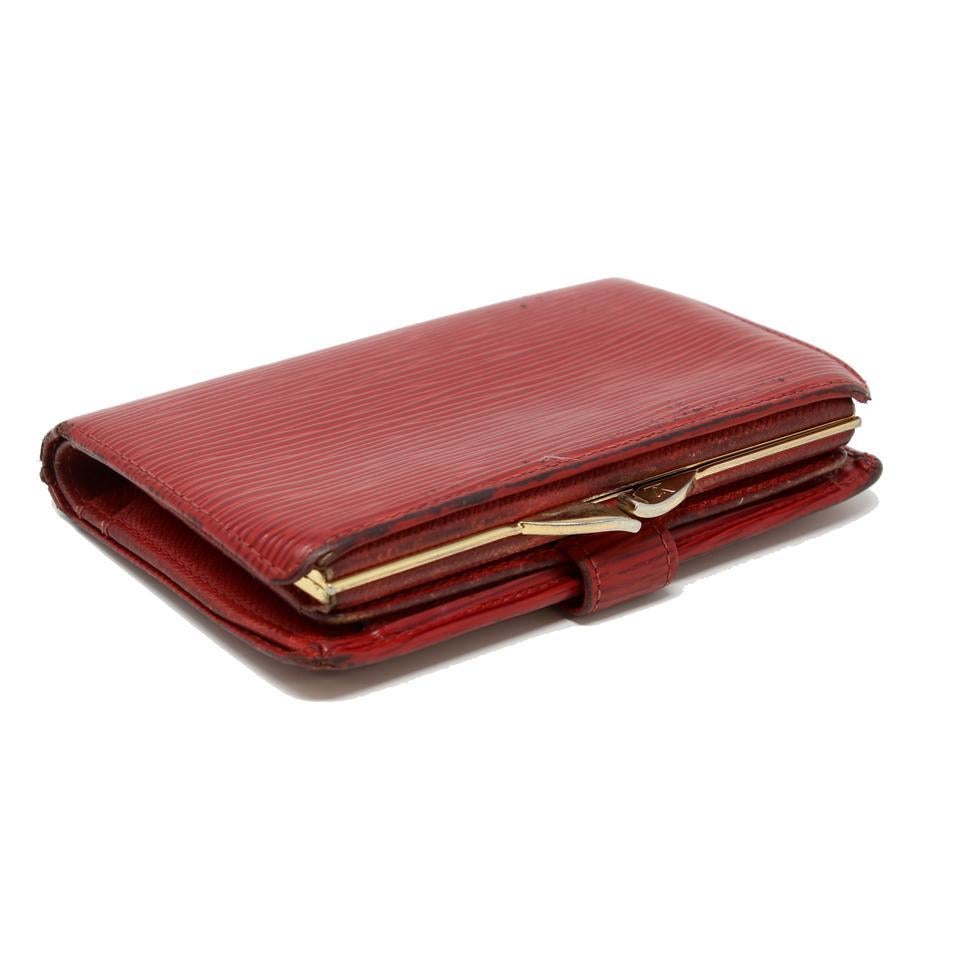 Louis Vuitton Rote EPI Leder Kisslock Snap Bi-Fold Geldbörse LV-W0930P-0391 mit Schnappverschluss im Angebot 1