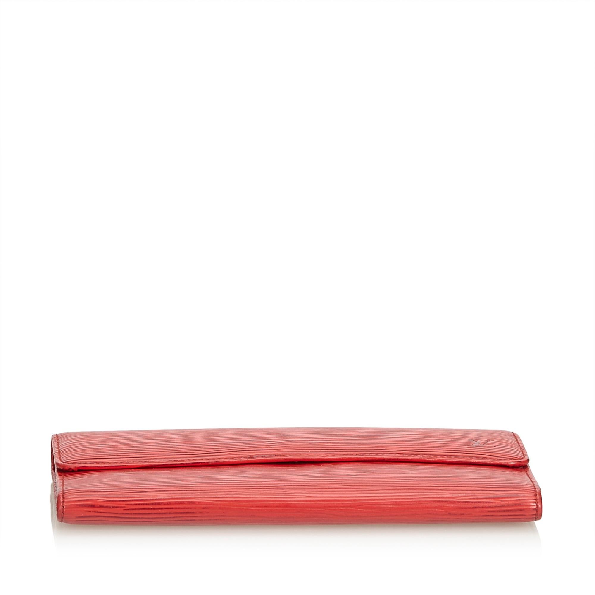 Women's Louis Vuitton Red Epi Leather Leather Epi Porte Tresor International Spain For Sale