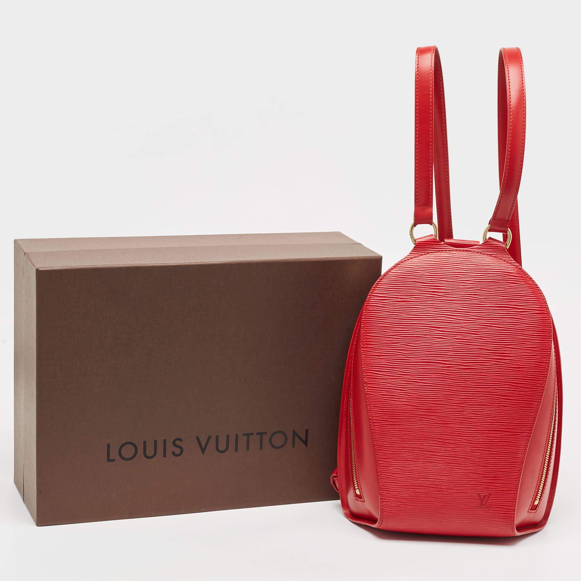 Louis Vuitton Red Epi Leather Mabillon Backpack For Sale 2