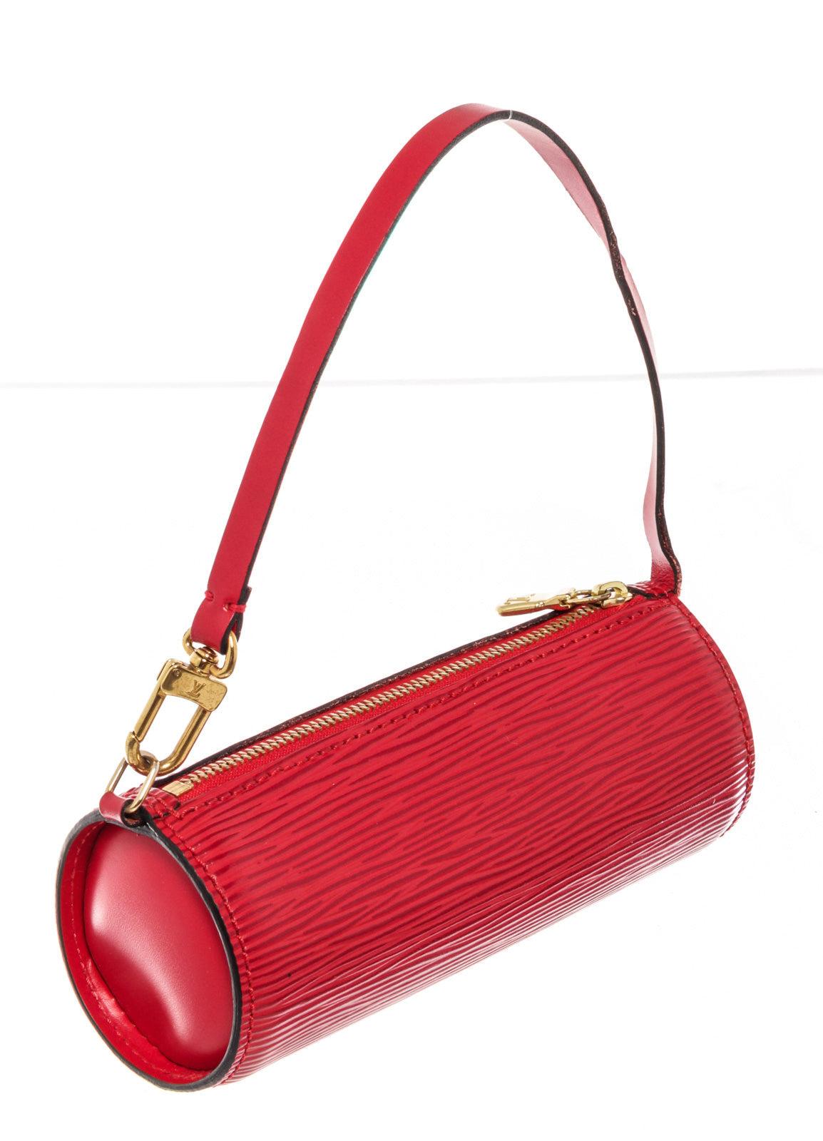 Louis Vuitton Red Epi Leather Mini Papillon Pochette Bag with silver-tone In Good Condition In Irvine, CA