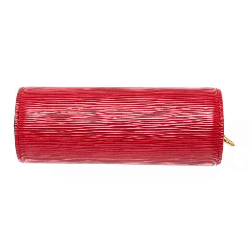 Women's Louis Vuitton Red Epi Leather Mini Papillon Pochette Bag with silver-tone