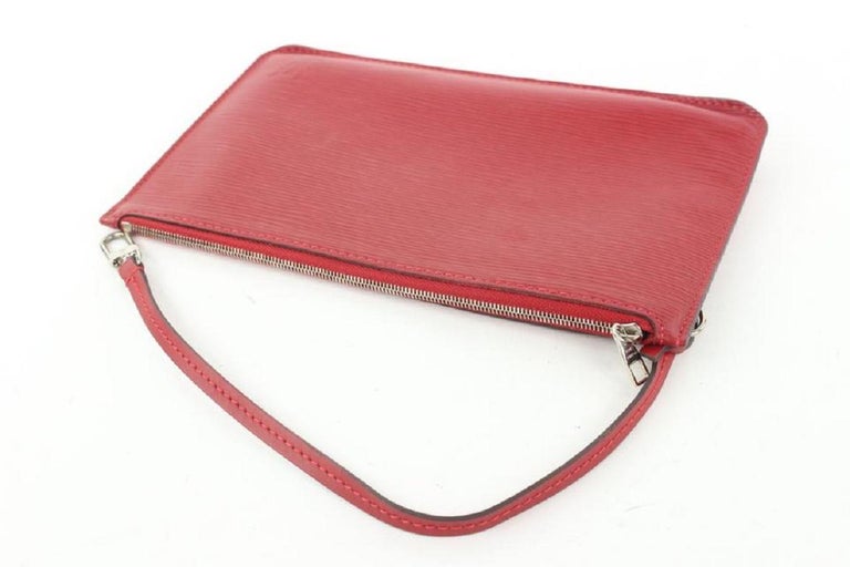 Louis Vuitton Red Epi Leather Neverfull Pochette Wristlet Pouch Bag 271lvs512 For Sale 2