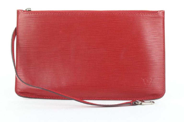 Louis Vuitton Red Epi Leather Neverfull Pochette Wristlet Pouch Bag 271lvs512 For Sale 4