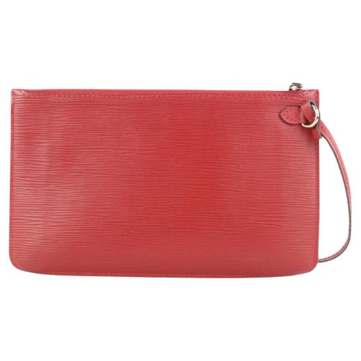 Louis Vuitton Red Epi Leather Pochette Accessories Wristlet Clutch Bag  862093