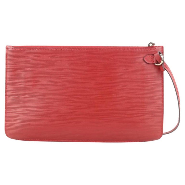 Louis Vuitton Red Epi Leather Neverfull Pochette Wristlet Pouch Bag 271lvs512 For Sale