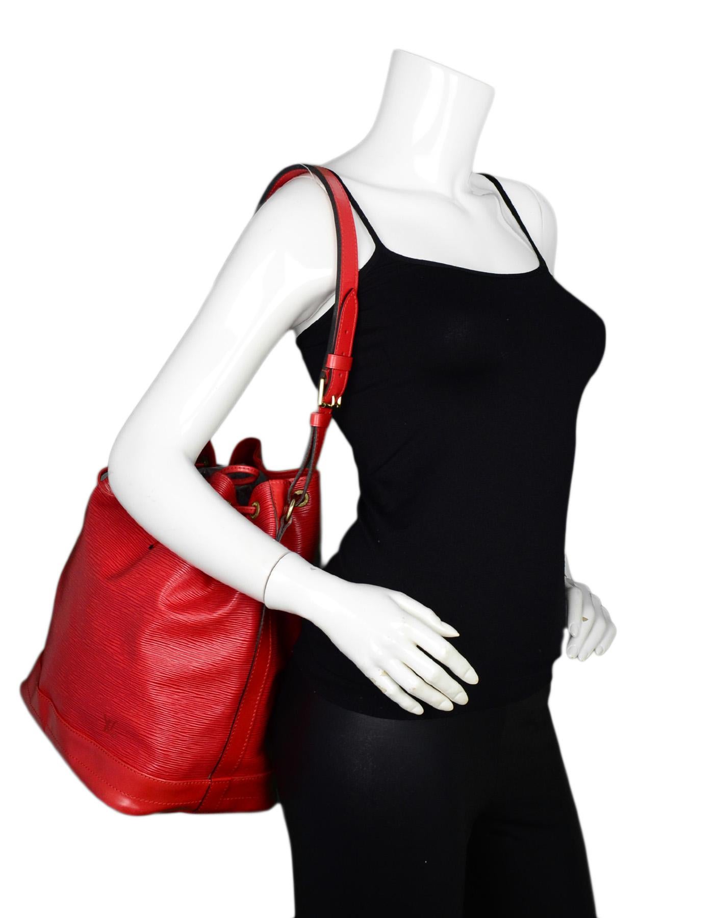 Louis Vuitton Red Epi Leather Noe GM Bucket Bag 6