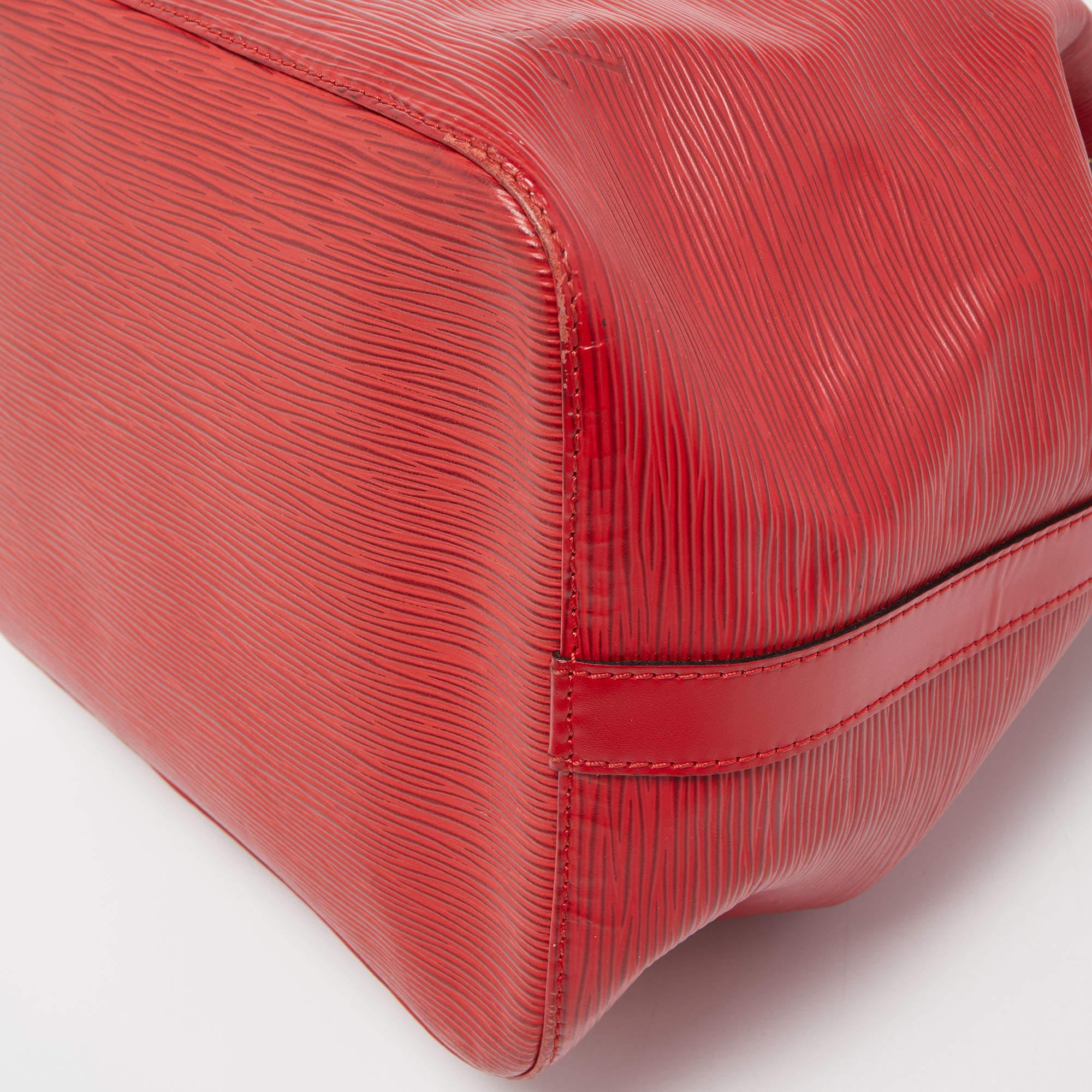 Louis Vuitton Red Epi Leather Petit Noe Bag For Sale 6