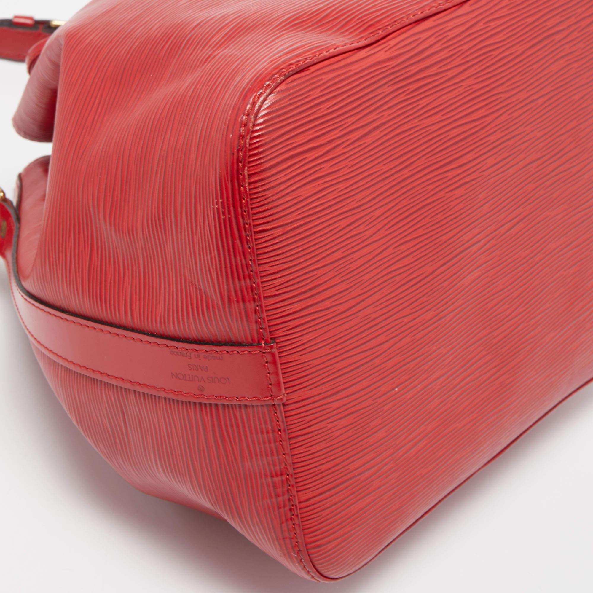 Louis Vuitton Red Epi Leather Petit Noe Bag For Sale 7