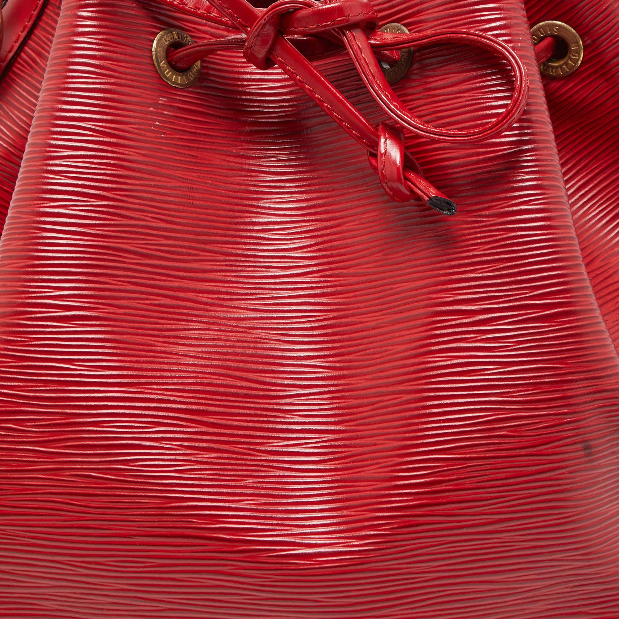 Louis Vuitton Red Epi Leather Petit Noe Bag For Sale 9