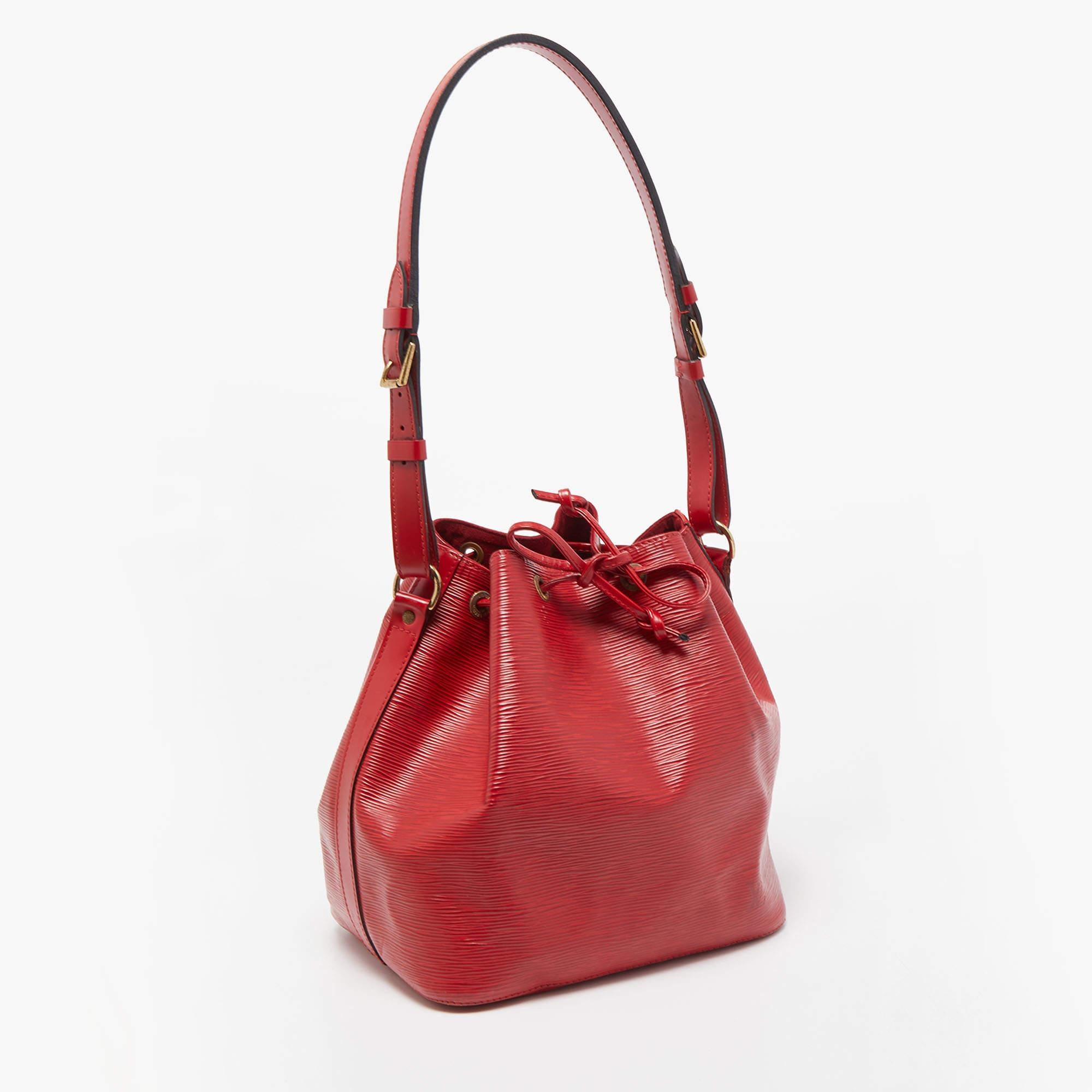 Women's Louis Vuitton Red Epi Leather Petit Noe Bag For Sale