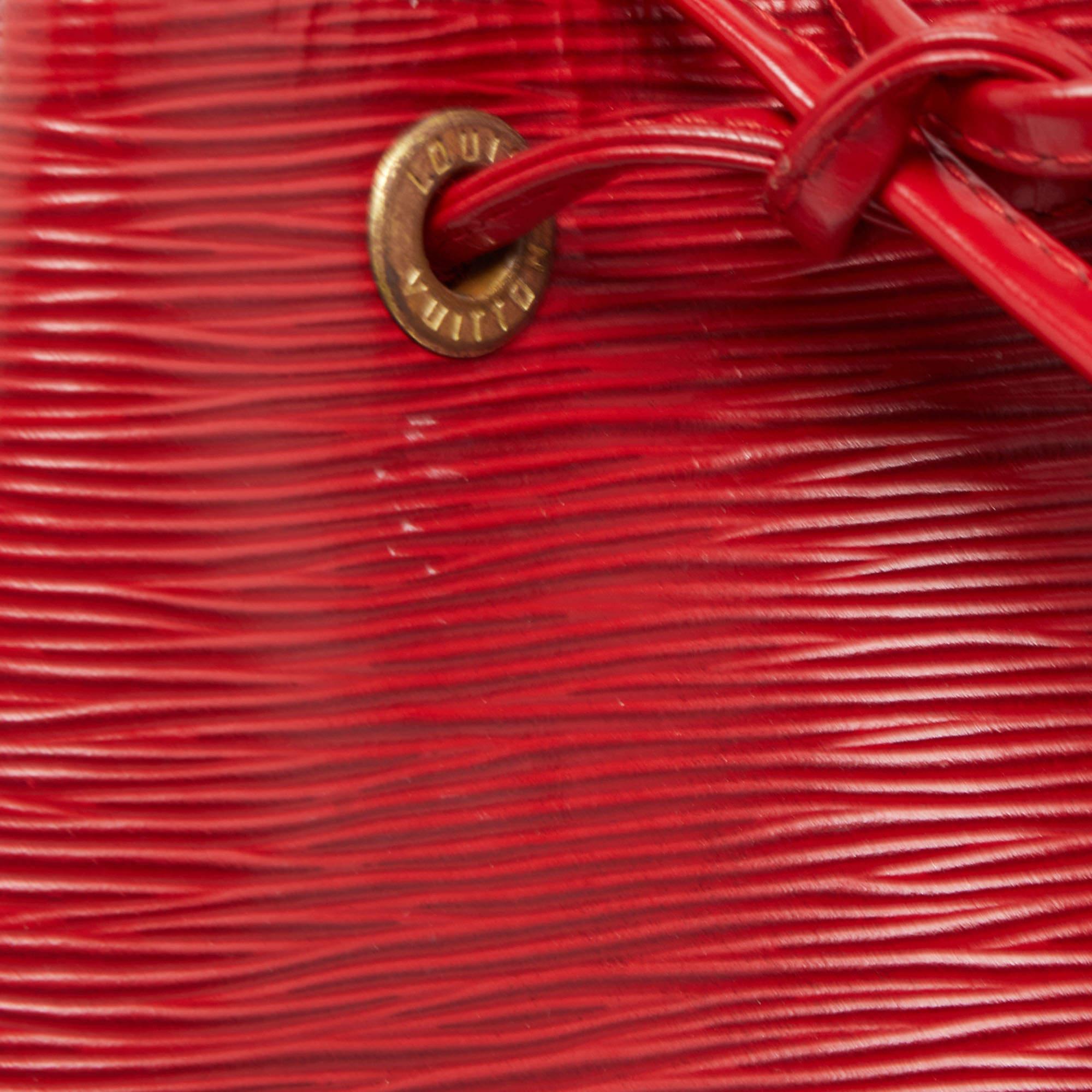 Louis Vuitton Red Epi Leather Petit Noe Bag For Sale 2