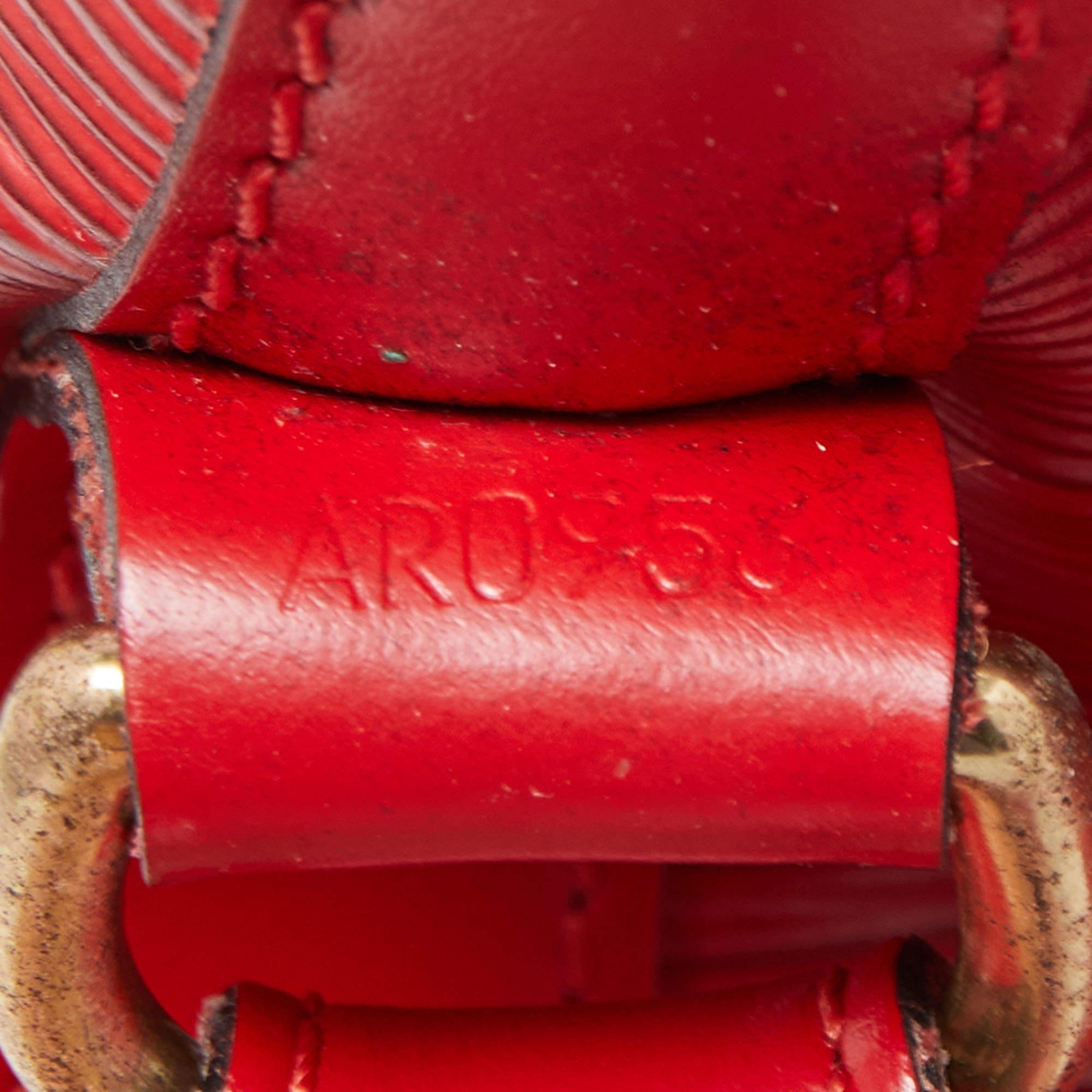 Louis Vuitton Red Epi Leather Petit Noe Bag For Sale 3