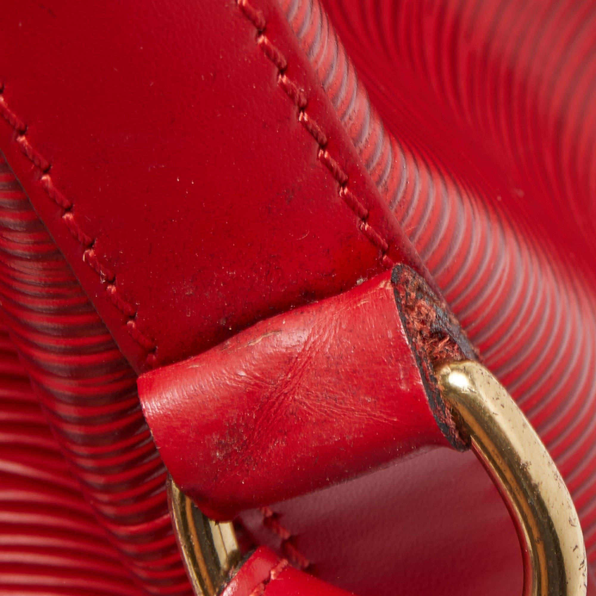 Louis Vuitton Red Epi Leather Petit Noe Bag For Sale 4