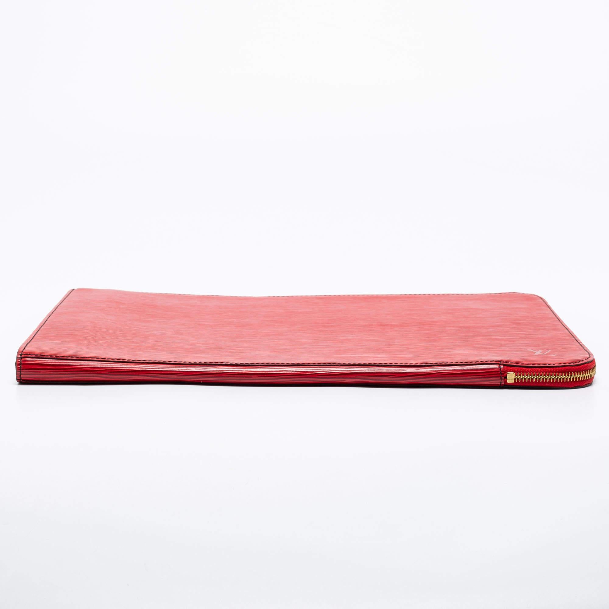 Louis Vuitton Red Epi Leather Poche Documents Portfolio Case In Excellent Condition In Dubai, Al Qouz 2