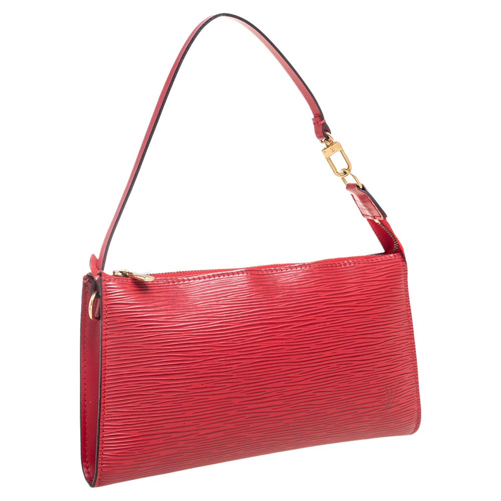 Women's Louis Vuitton Red Epi Leather Pochette Accessoires Bag