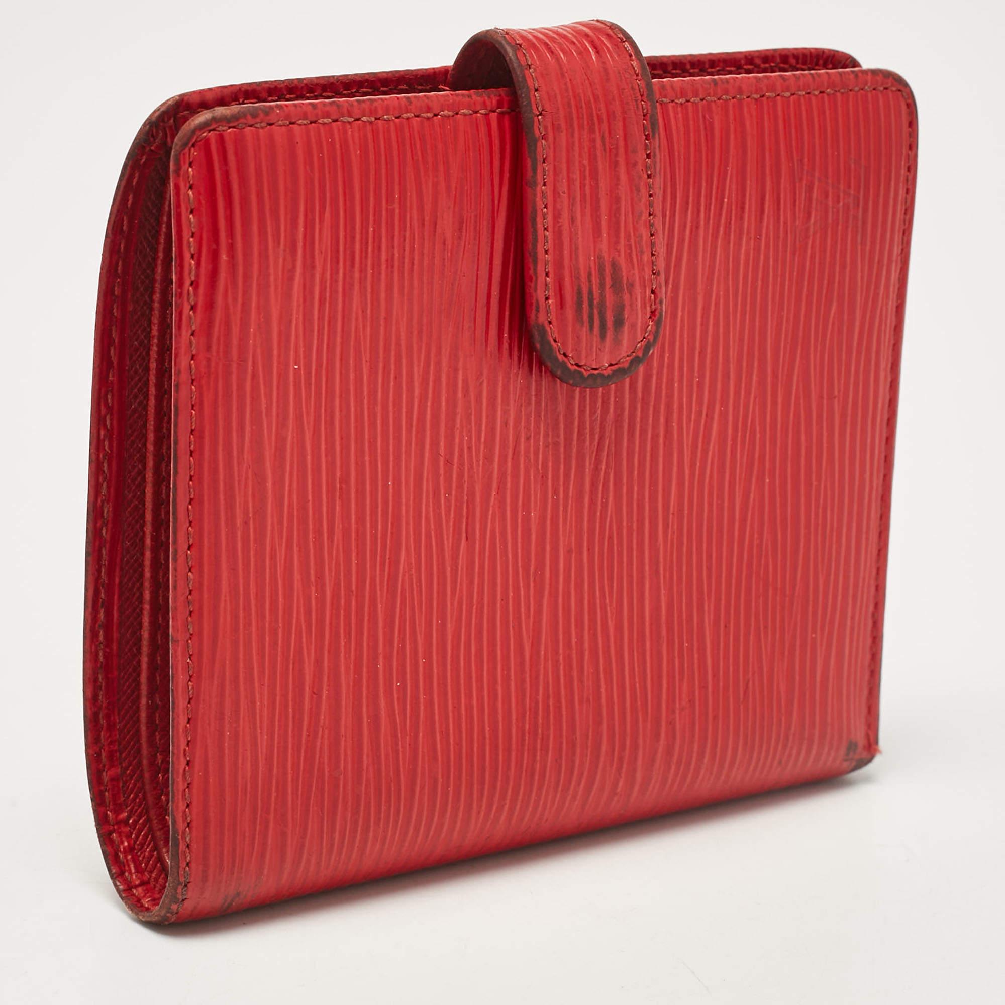 Rosso Portafoglio compatto Louis Vuitton in pelle di Epi rosso Porte Billets in vendita