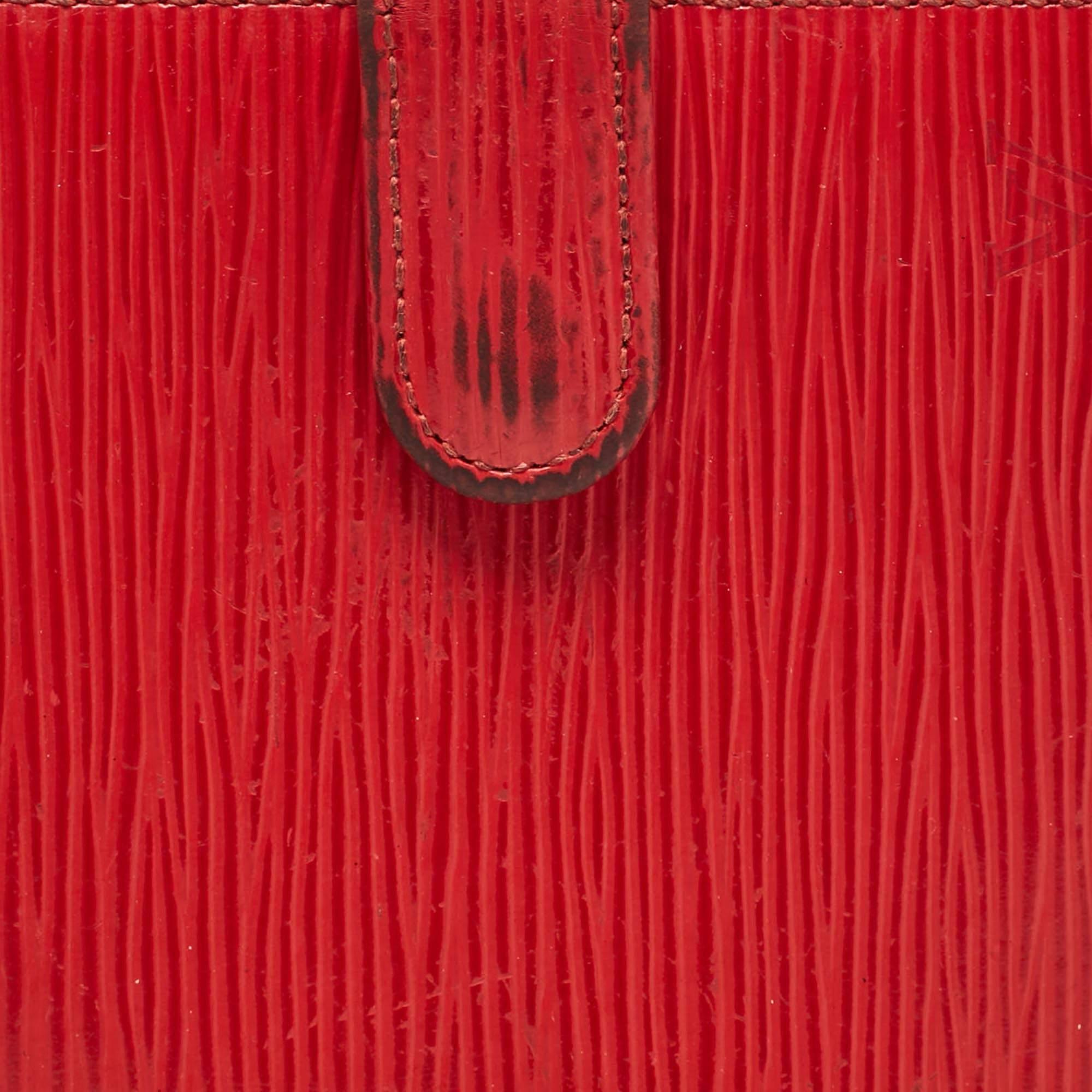 Portafoglio compatto Louis Vuitton in pelle di Epi rosso Porte Billets in vendita 1