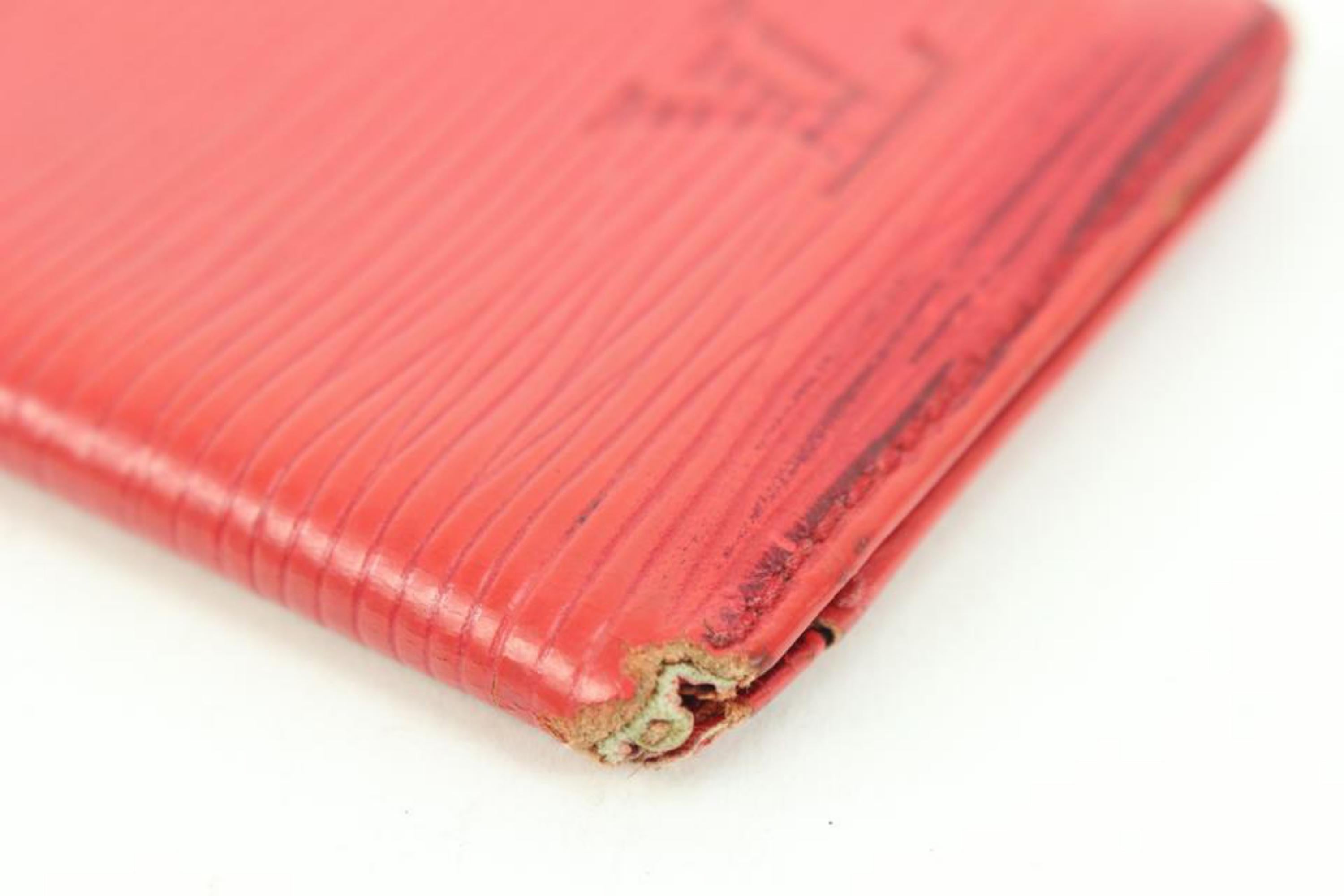 Louis Vuitton Red Epi Leather Porte Cartes Card Holder Wallet Insert s330lv30 For Sale 7