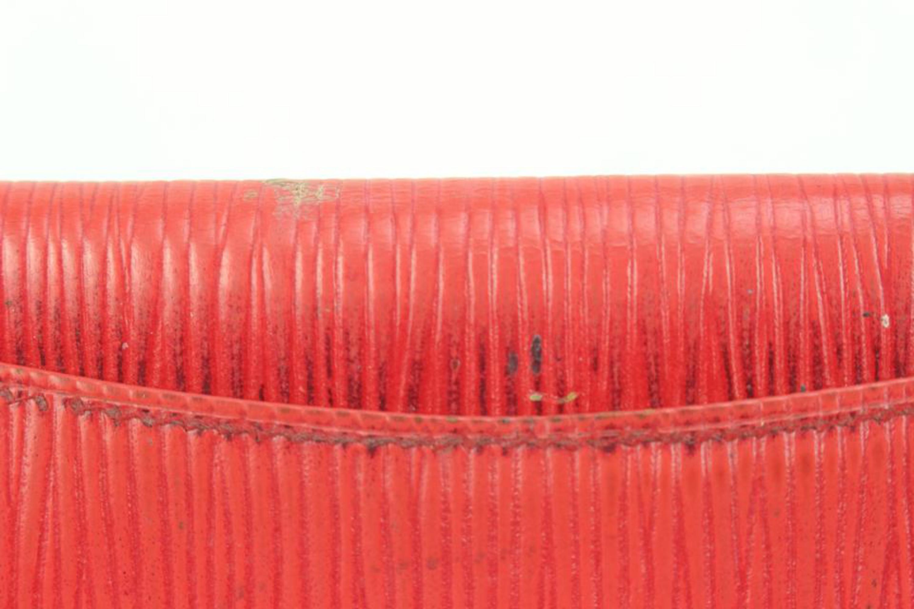 Louis Vuitton Red Epi Leather Porte Cartes Card Holder Wallet Insert s330lv30 For Sale 8