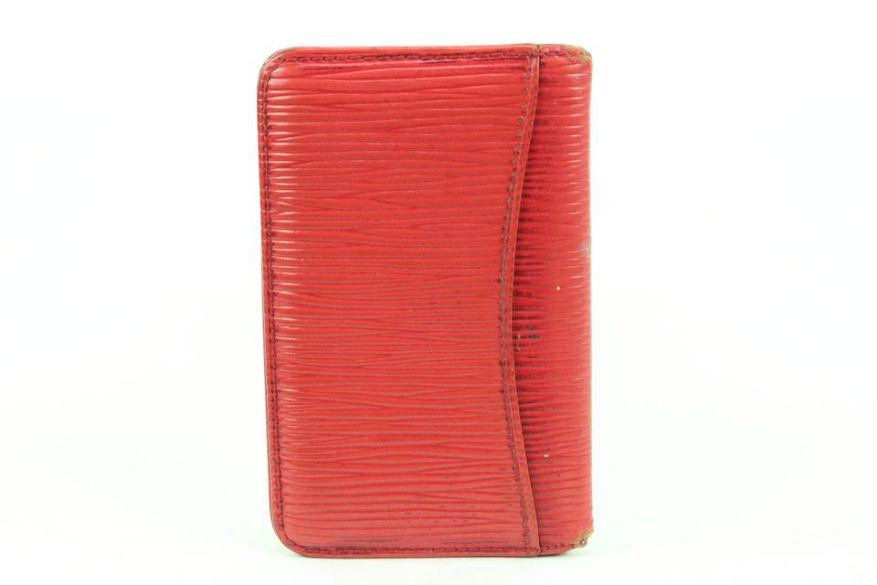 Women's Louis Vuitton Red Epi Leather Porte Cartes Card Holder Wallet Insert s330lv30 For Sale