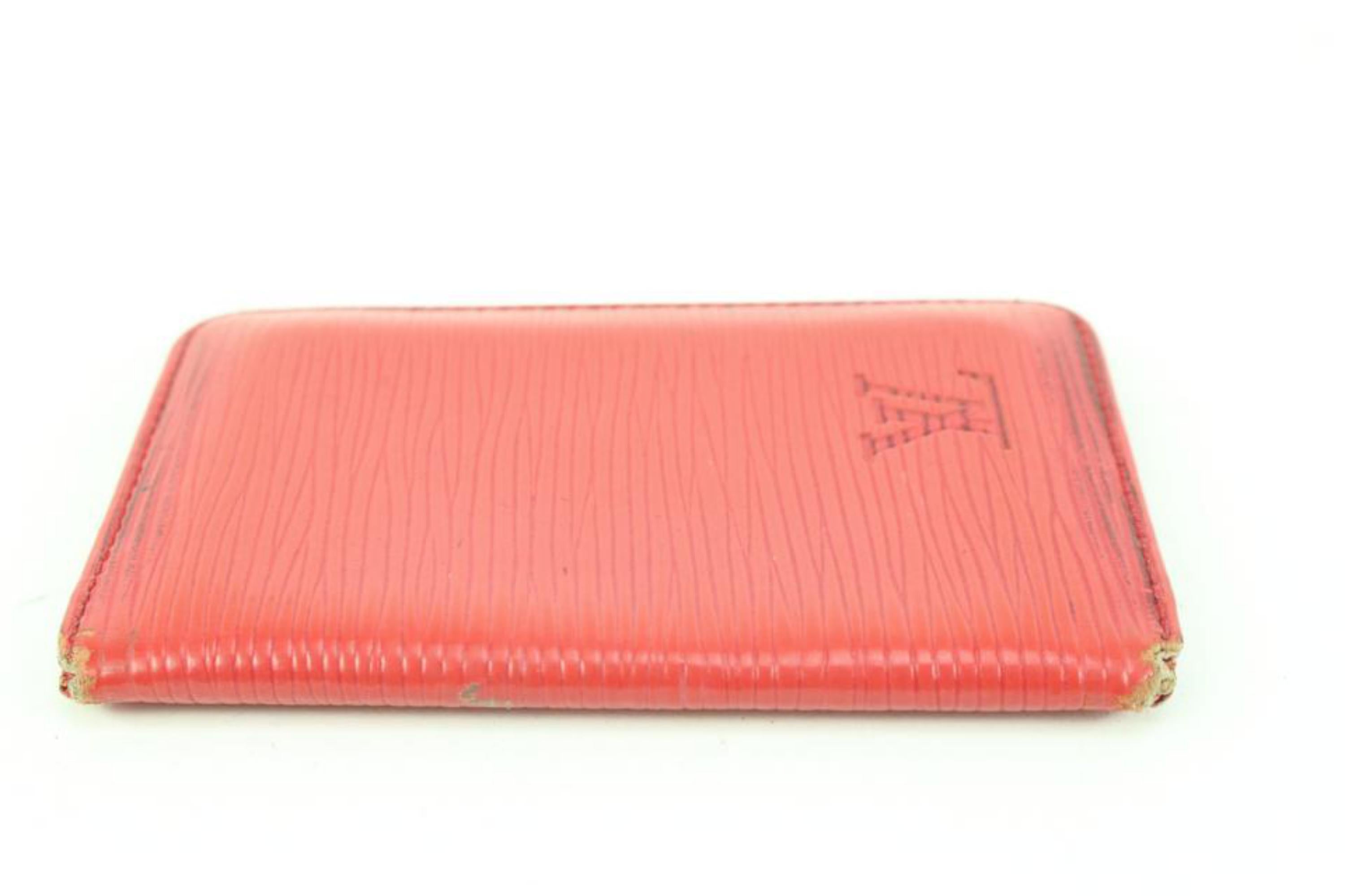 Louis Vuitton Red Epi Leather Porte Cartes Card Holder Wallet Insert s330lv30 For Sale 2