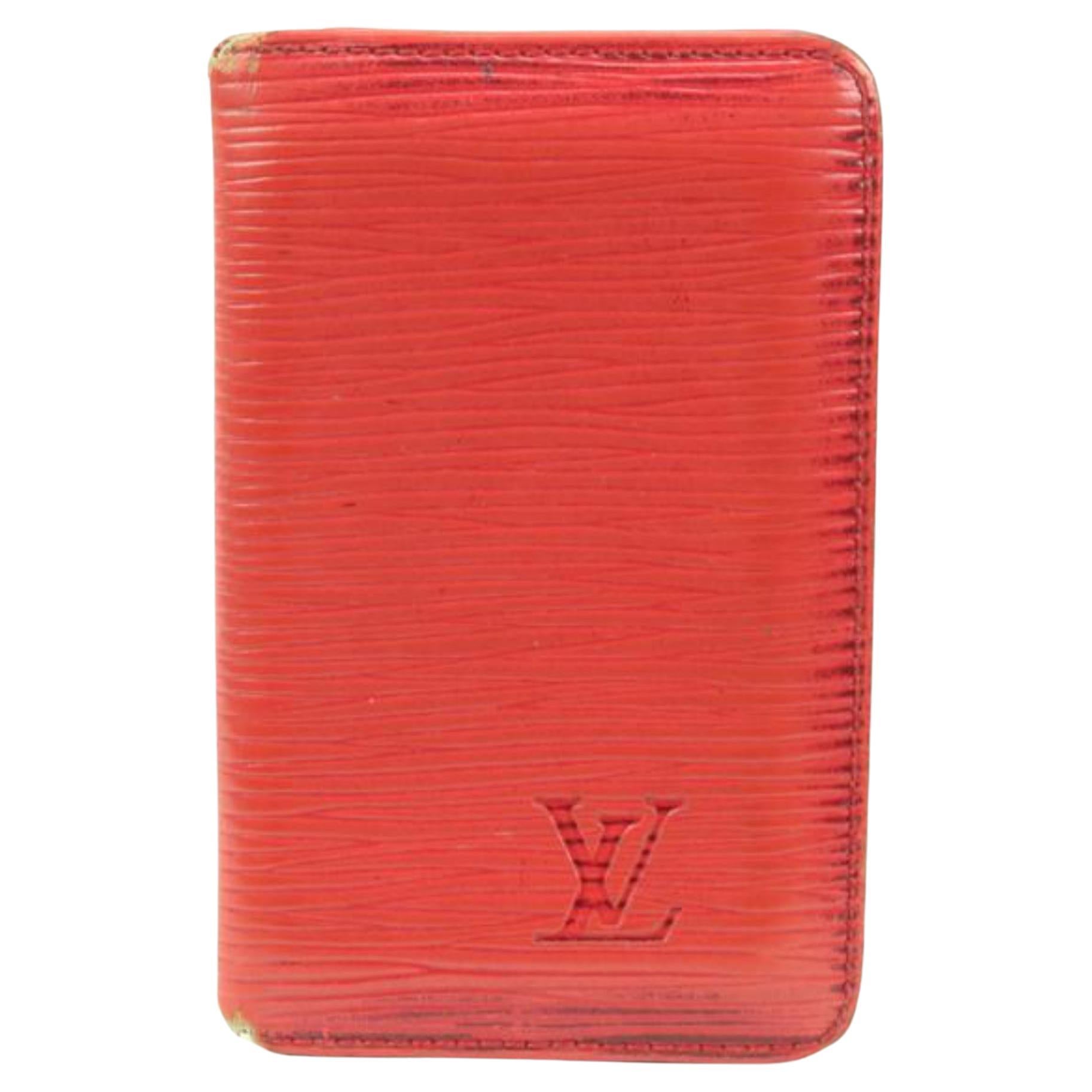 Louis Vuitton Red Epi Leather Porte Cartes Card Holder Wallet Insert s330lv30 For Sale