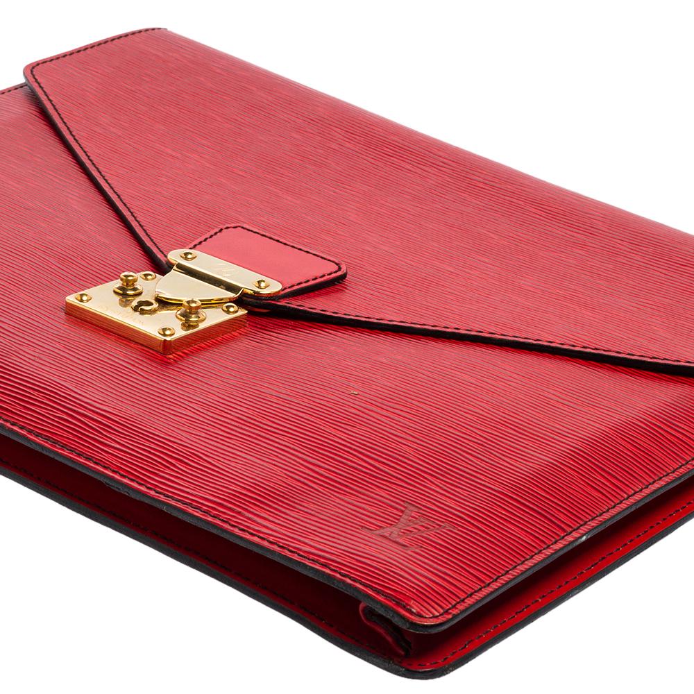 Louis Vuitton Red Epi Leather Porte-Document Senateur Clutch 3