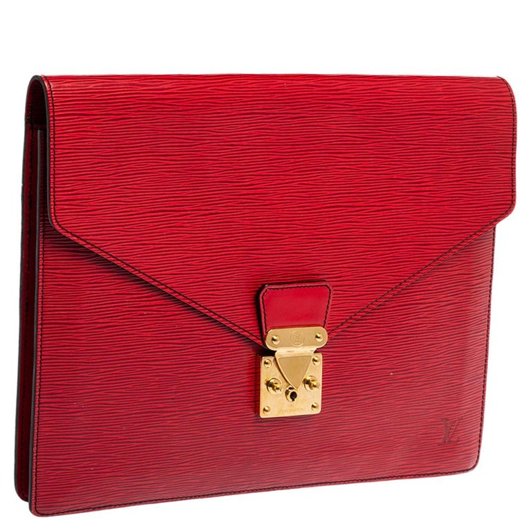 Louis Vuitton Red Epi Leather Porte-Document Senateur Clutch at