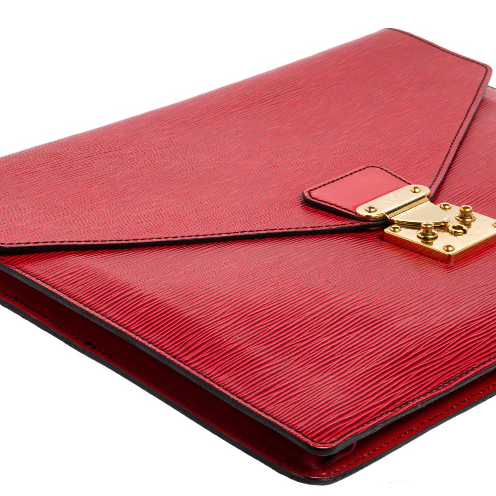 Louis Vuitton Red Epi Leather Porte-Document Senateur Clutch 2