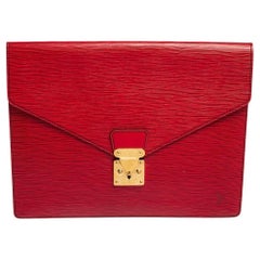 Louis Vuitton Red Epi Leather Porte-Document Senateur Clutch
