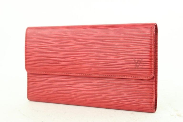 Louis Vuitton Red Epi Leather Porte Tresor Trifold Long wallet