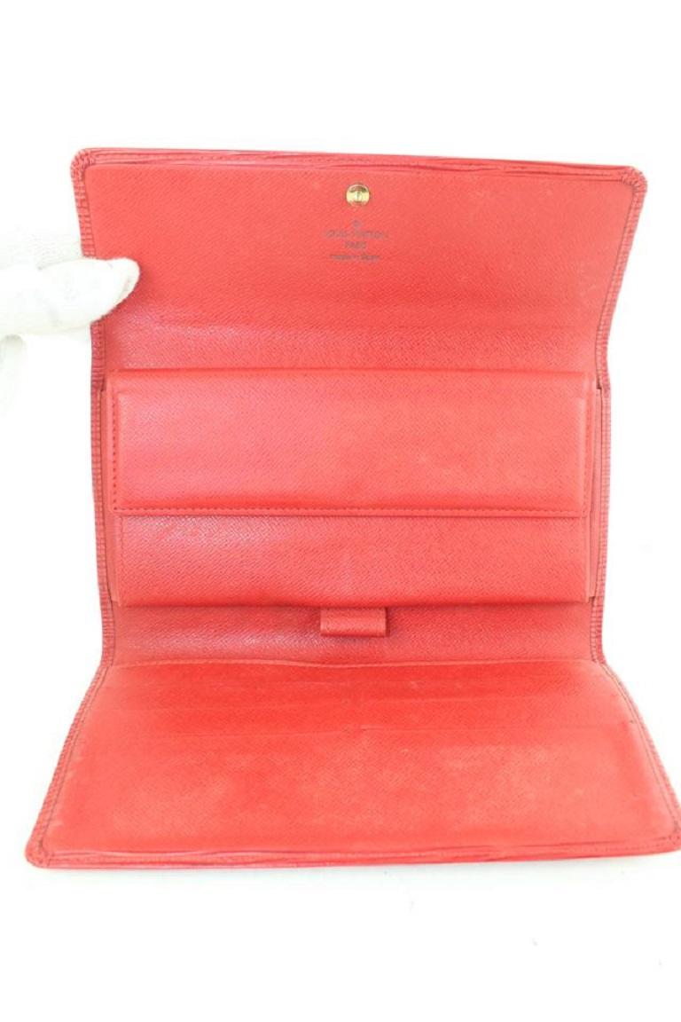 Louis Vuitton Rotes Epi Leder Porte Tresor Dreifach-Länges langes Wallet 721-Regale622 aus Leder, rot Damen