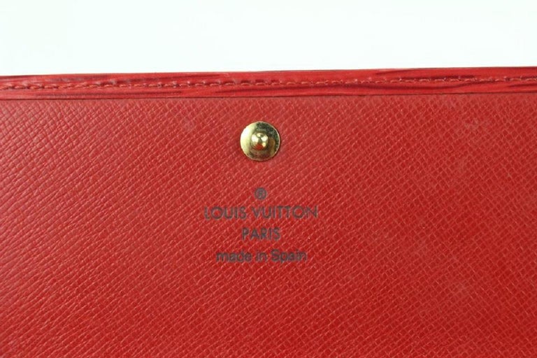Louis+Vuitton+Credit+Long+Bifold+Wallet+Epi+Leather+Red+Spain+