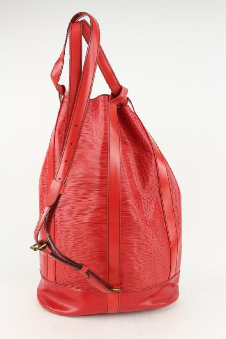 Louis Vuitton Red Epi Leather Randonnee GM Drawstring Sling Hobo Bag 921lv74 4